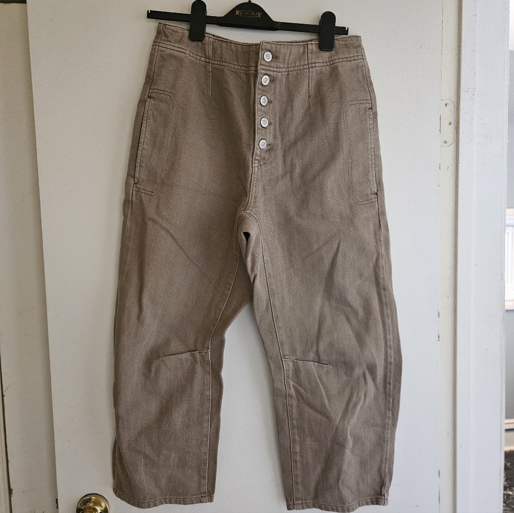 We The  FreeTan Button-Fly Barrel Midrise Pants/ Jeans